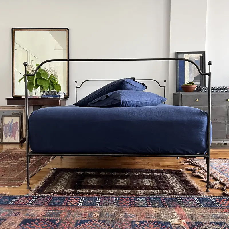 Navy Linen Fitted Sheet