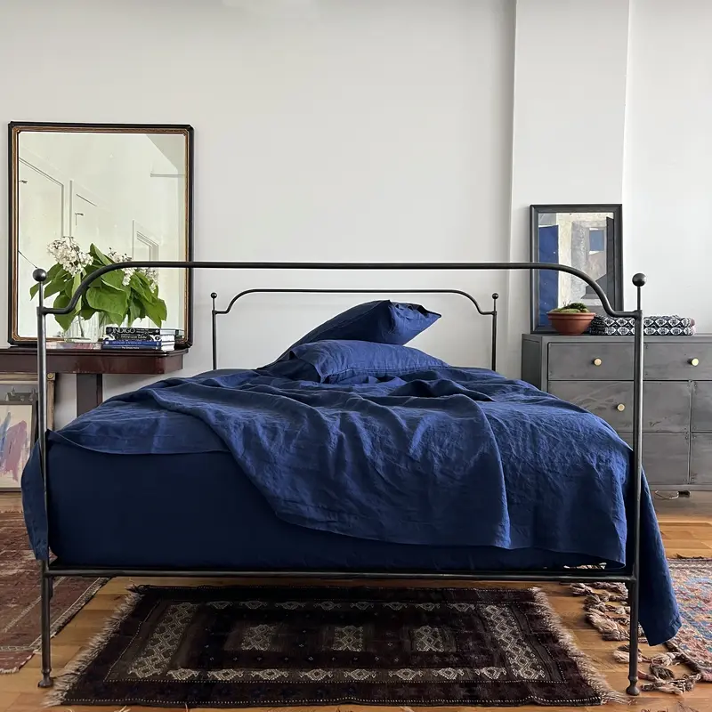 Navy Linen Sheet Set