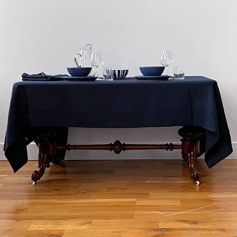 Navy Linen Tablecloth