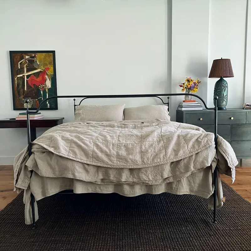 Organic Natural Quilted Linen Coverlet