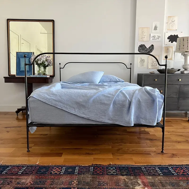 Pale Blue Linen Sheet Set