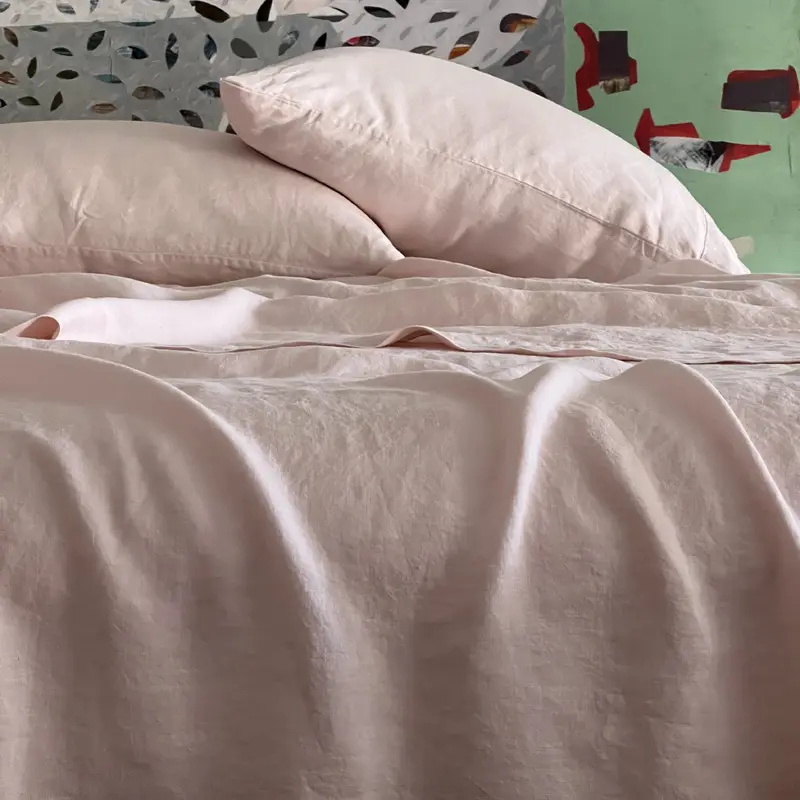 Powder Pink Linen Sheet Set