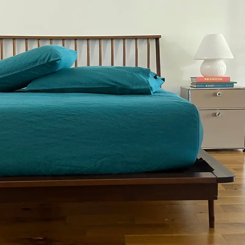 Teal Linen Pillowcase