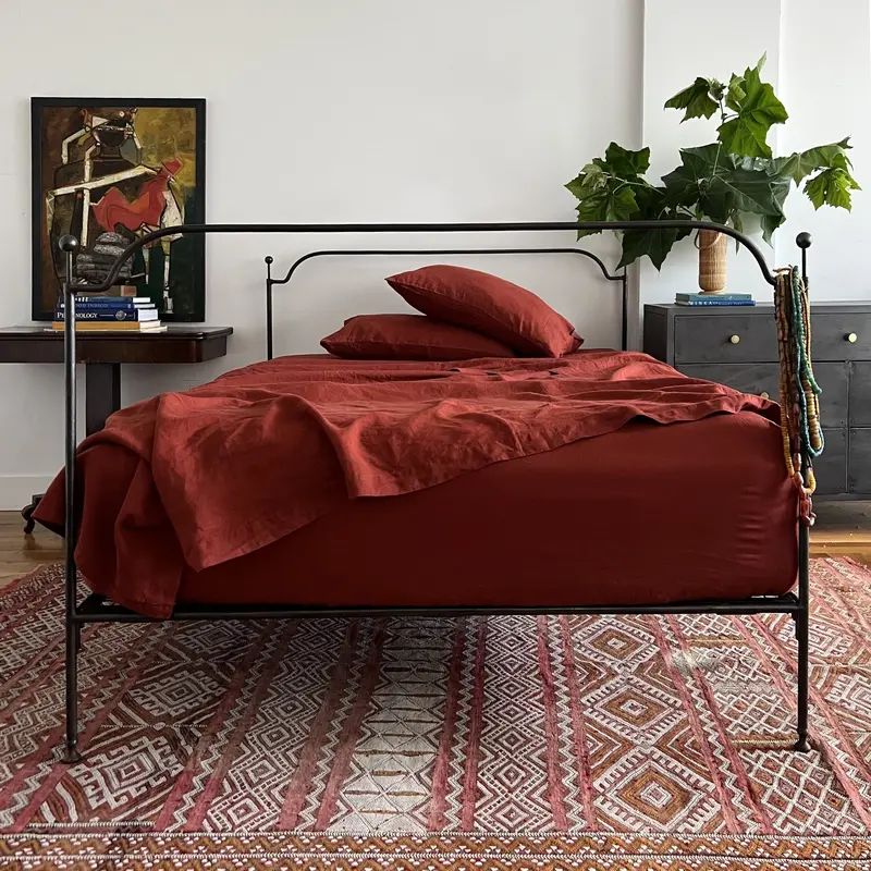 Terra Cotta Linen Flat Sheet