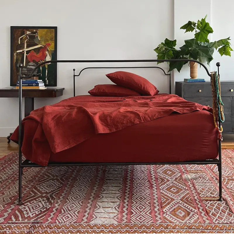 Terra Cotta Linen Sheet Set