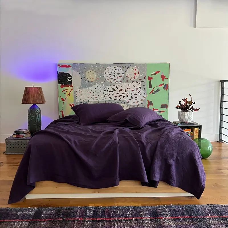 Aubergine Linen Flat Sheet