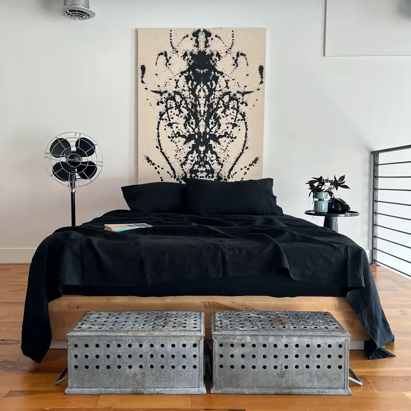 Black Linen Flat Sheet