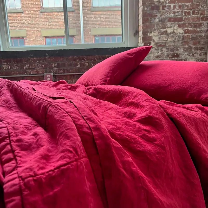 Red Linen Pillowcase