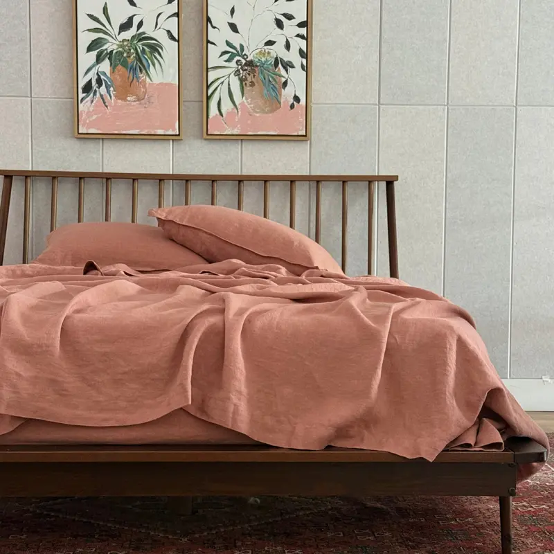 Rose Clay Linen Sheet Set