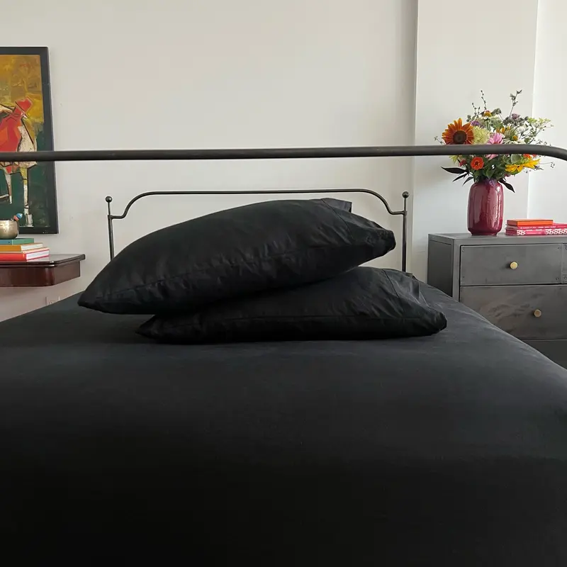 Sale Black Linen Pillowcase