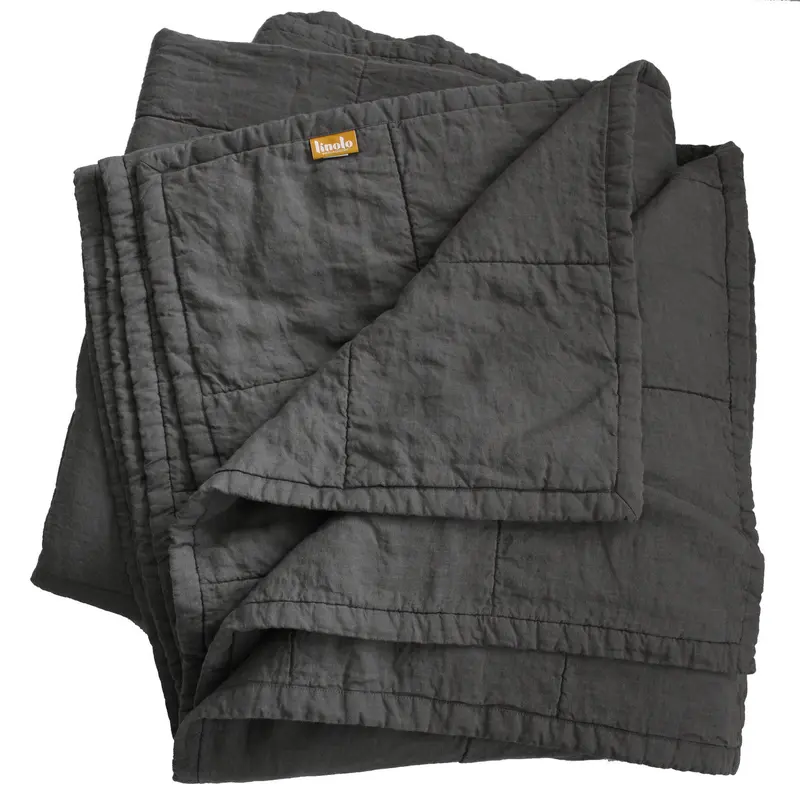 Sale Graphite Quilted Linen Coverlet