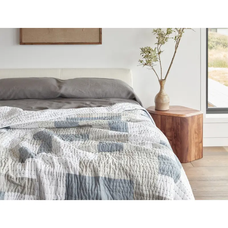 Seascape Patchwork Organic Quilt - Renewed