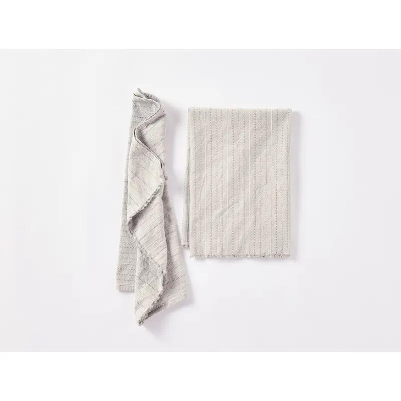Fringe Stripe Organic Hand Towel, Set Of 2