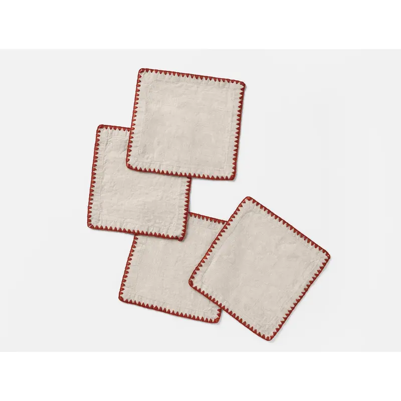 Olivos Embroidered Organic Linen Napkins