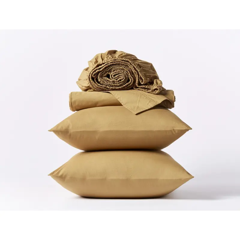 Organic Crinkled Percale Sheet Set in Hazel