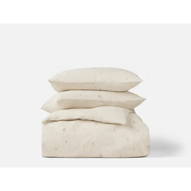 Cambria Embroidered Organic Linen Duvet Set