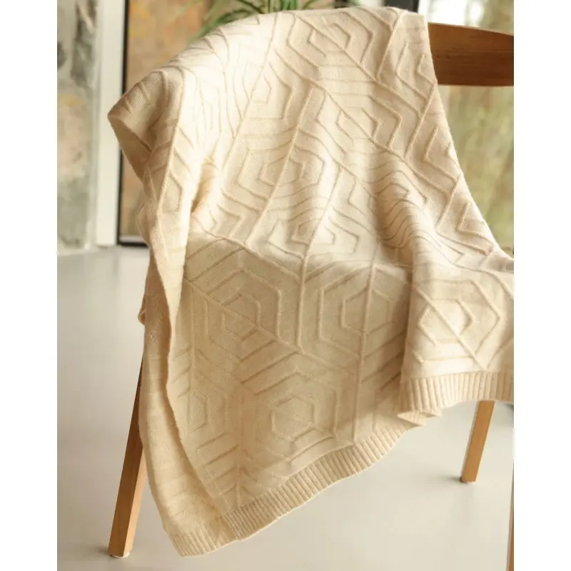 100% Cashmere French Deco Knit Throw by Alashan