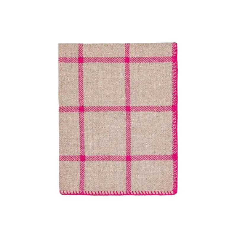 Alicia Adams Alpaca Graydon Throw in Light Taupe & Fuchsia Pink