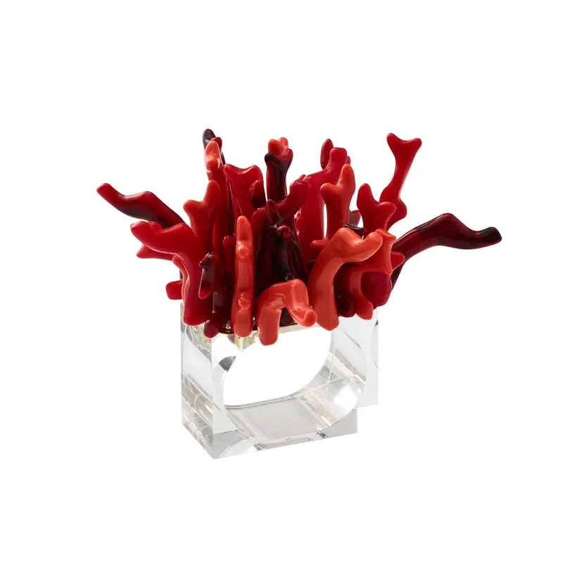 Amalfi Napkin Ring in Coral Set of 4 in a Gift Box by Kim Seybert