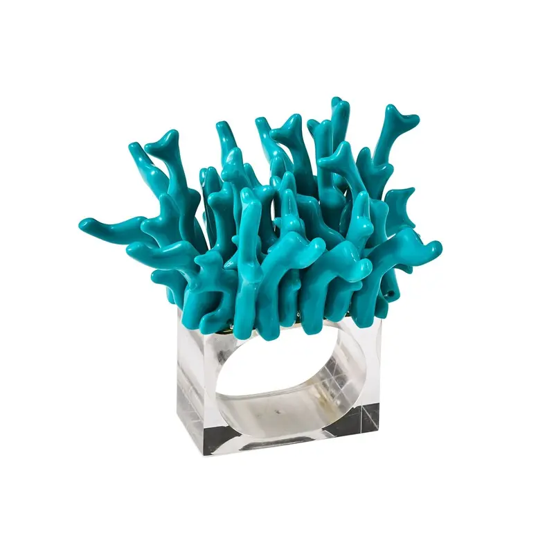 Amalfi Napkin Ring in Turquoise Set of 4 in a Gift Box by Kim Seybert