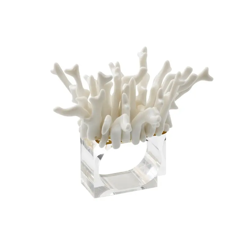 Amalfi Napkin Ring in White Set of 4 in a Gift Box by Kim Seybert