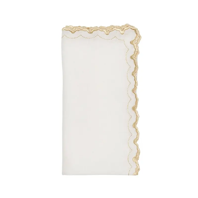 Arches Napkin in White & Gold Set of 4 by Kim Seybert