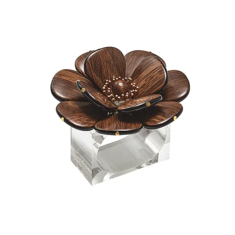 Begonia Napkin Ring in Brown & Gold Set of 4 by Kim Seybert
