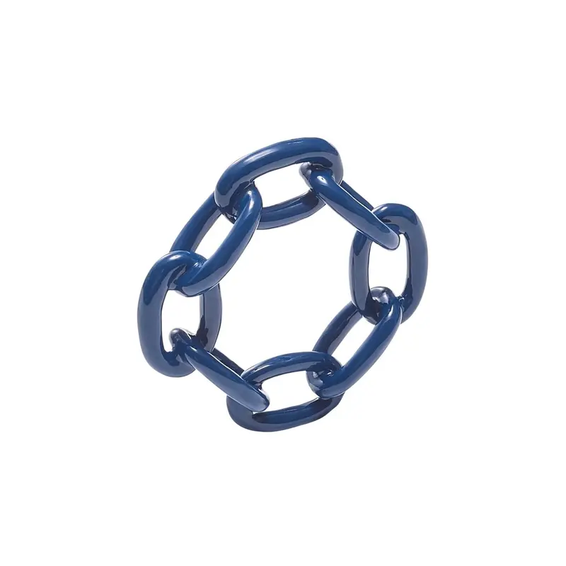 Enamel Chain Link Napkin Ring in Navy Set of 4 by Kim Seybert
