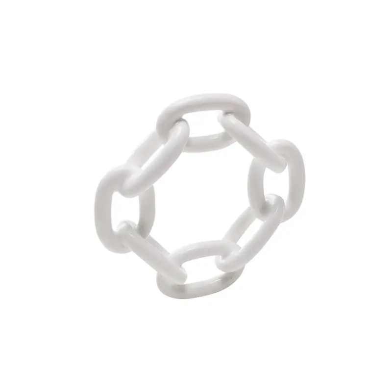 Enamel Chain Link Napkin Ring in White Set of 4 by Kim Seybert