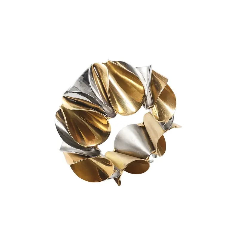 Enigma Napkin Ring in Gold & Silver Set of 4 by Kim Seybert
