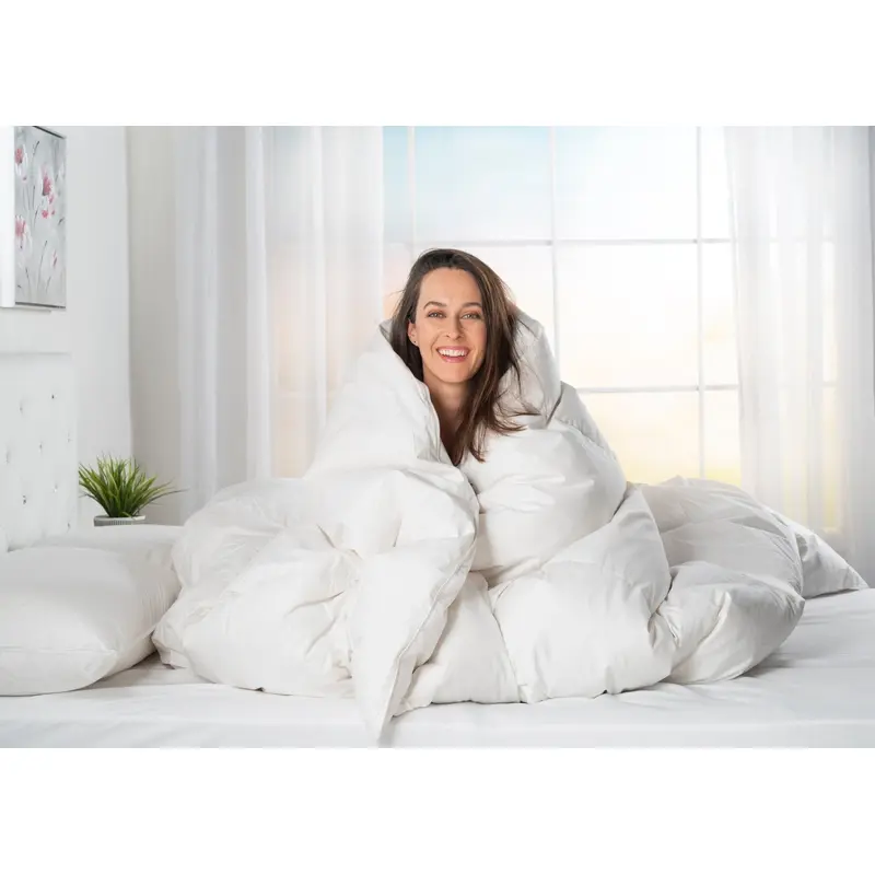 European Goose Down White Comforter - Egyptian Cotton Cover, With Corner Tabs- Made in the USA