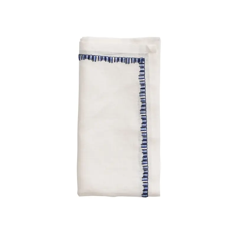 Filament Napkin in White & Navy Set of 4 by Kim Seybert