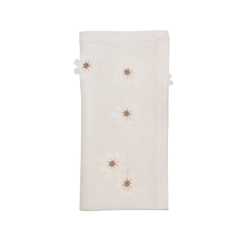 Florette Napkin in White & Natural Set of 4 by Kim Seybert