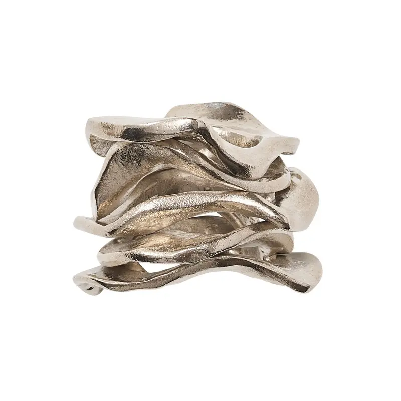 Flux Napkin Ring in Silver Set of 4 by Kim Seybert