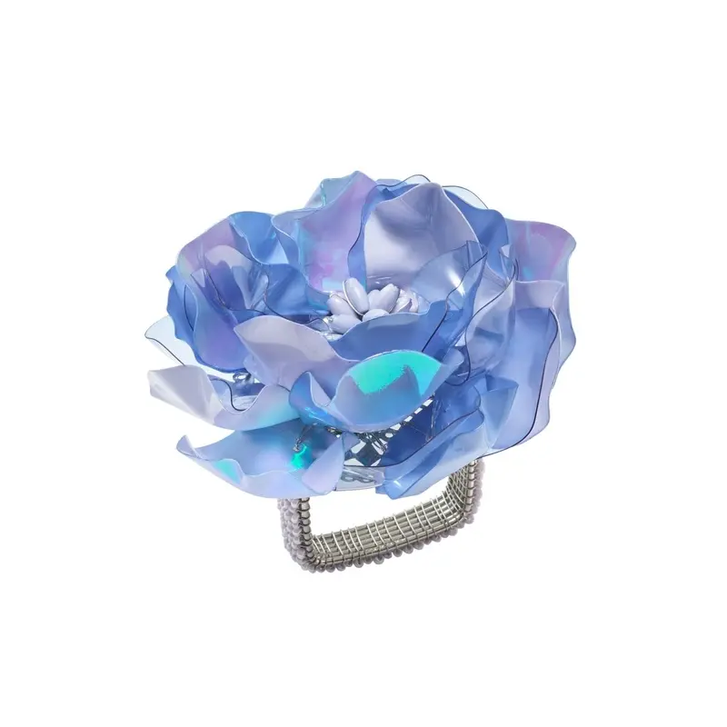 Gardenia Napkin Ring in Periwinkle Set of 4 by Kim Seybert
