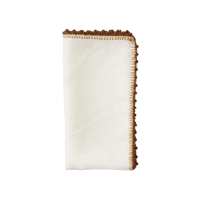 Knotted Edge Napkin in White Natural & Brown Set of 4 by Kim Seybert