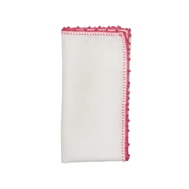 Knotted Edge Napkin in White Pink & Blush Set of 4 by Kim Seybert