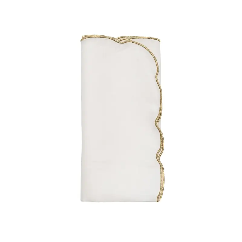 Luminance Napkin in White & Gold Set of 4 by Kim Seybert
