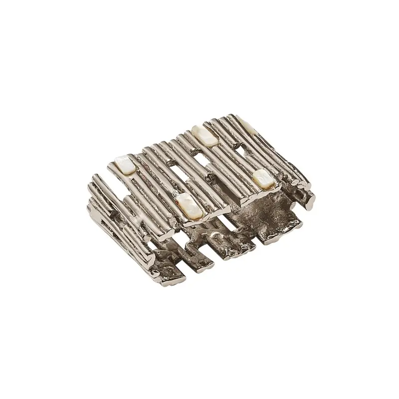 Matrix Napkin Ring in Silver Set of 4 by Kim Seybert