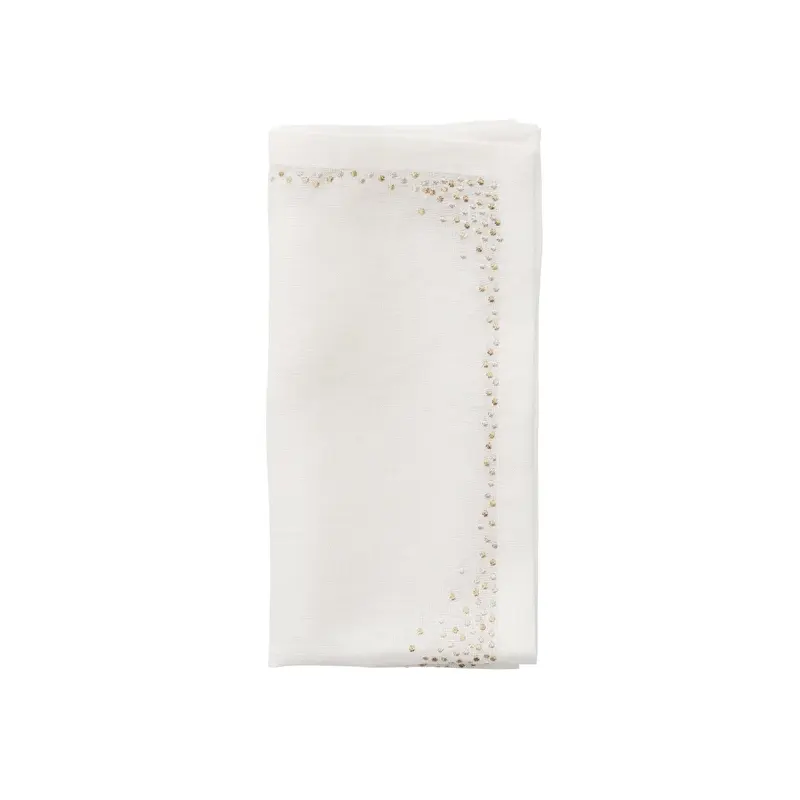 Pin Dot Napkin in White Gold & Silver Set of 4 by Kim Seybert