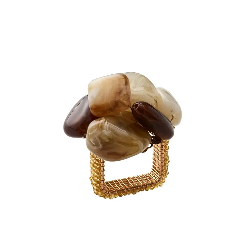 Sea Stone Napkin Ring in Beige Set of 4 by Kim Seybert