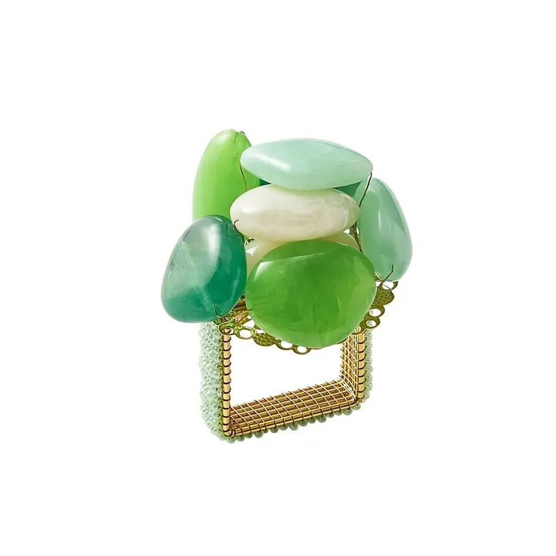 Sea Stone Napkin Ring in Green Set of 4 by Kim Seybert
