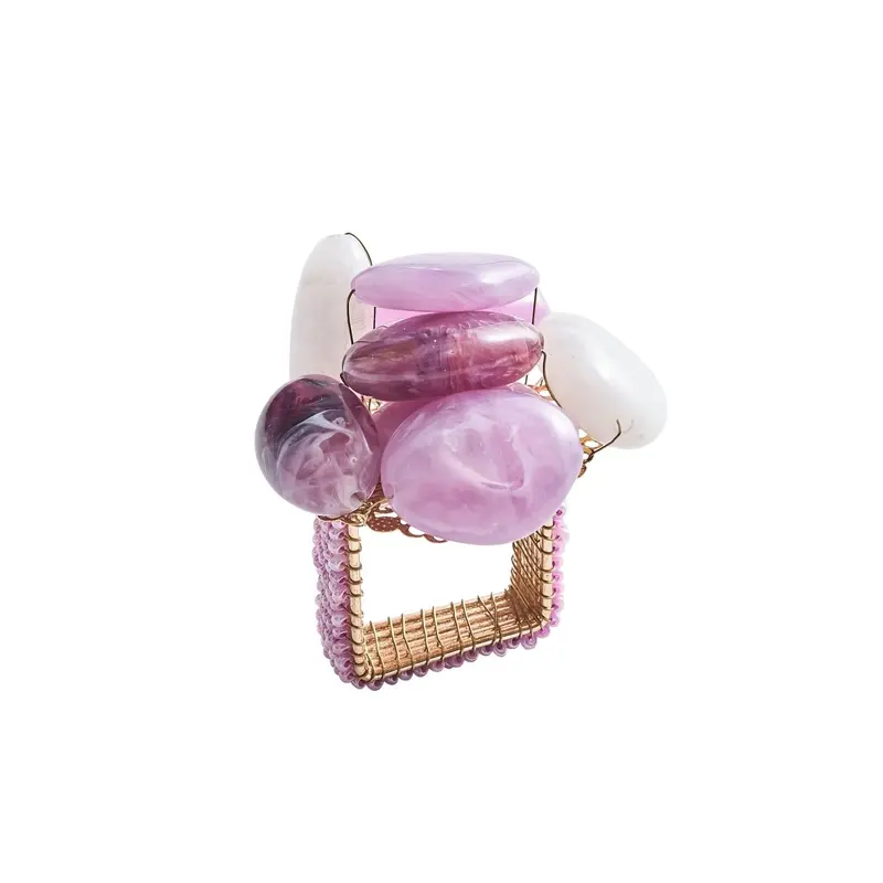 Sea Stone Napkin Ring in Lilac Set of 4 by Kim Seybert