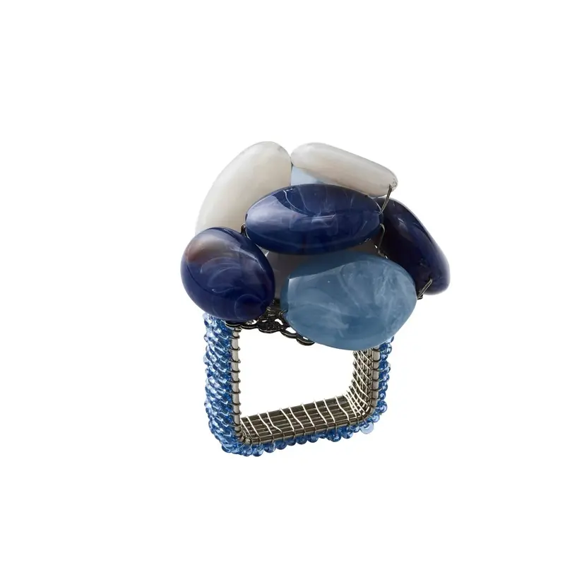 Sea Stone Napkin Ring in Navy Set of 4 by Kim Seybert