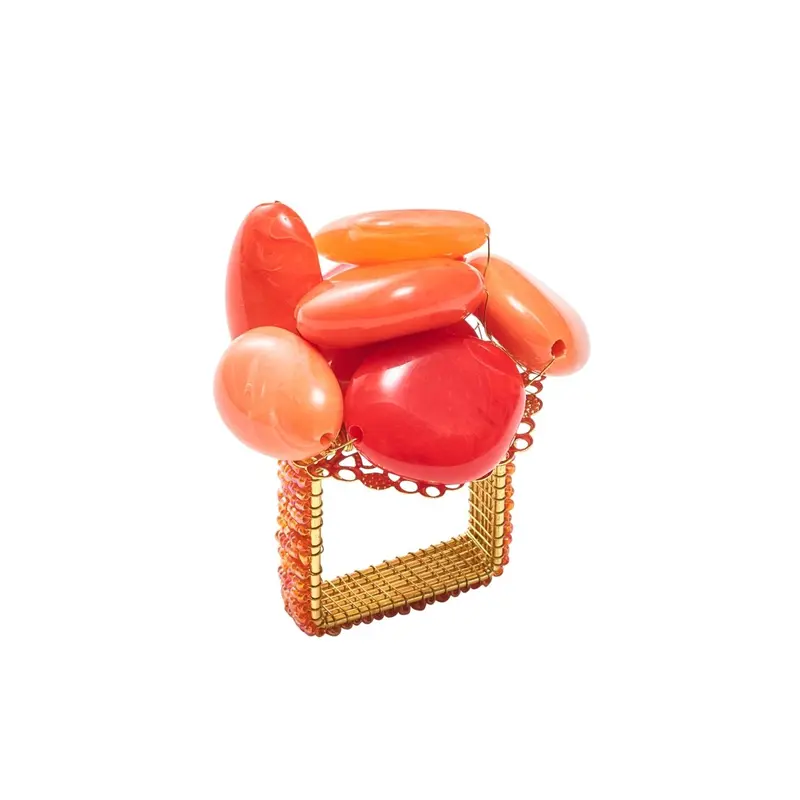 Sea Stone Napkin Ring in Orange Set of 4 by Kim Seybert