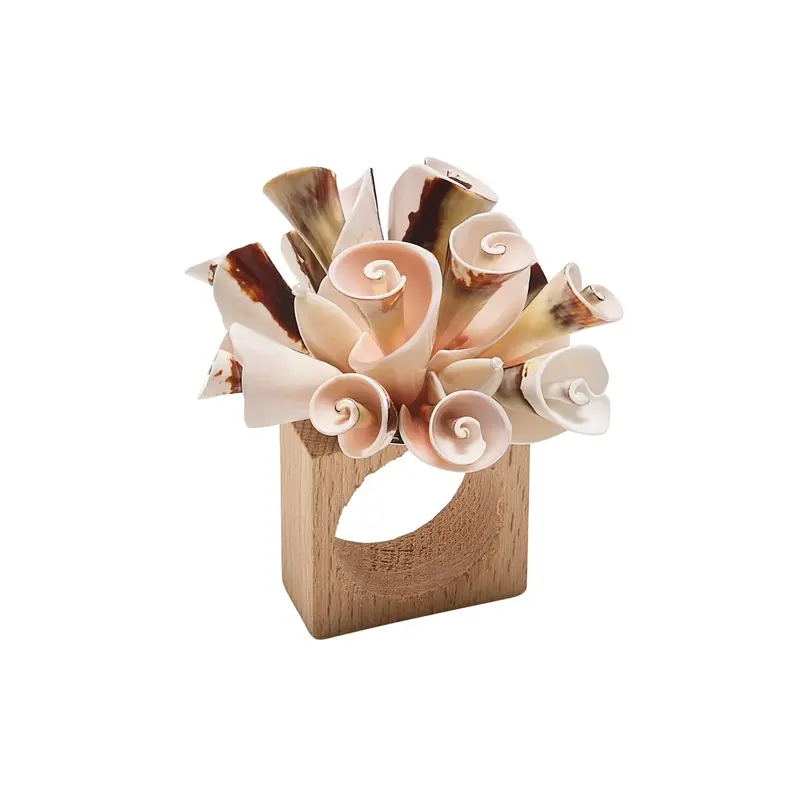 Seashell Burst Napkin Ring in Ivory & Natural Set of 4 by Kim Seybert