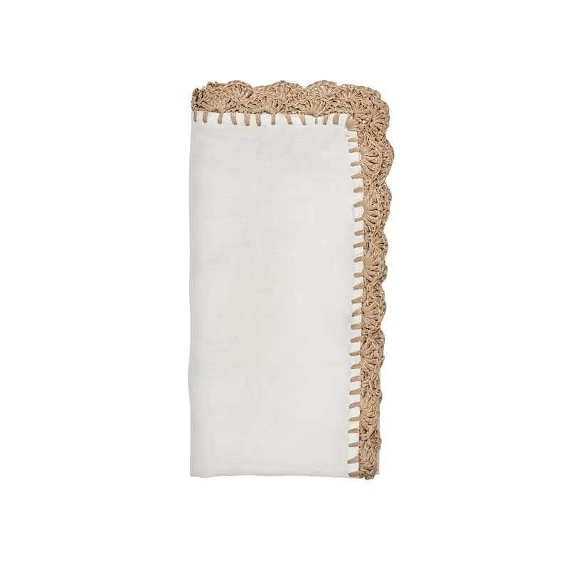 Shell Edge Napkin in White & Natural Set of 4 by Kim Seybert