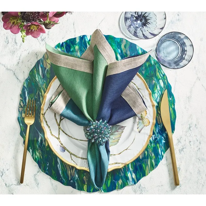 Dip Dye Napkin in Navy & Green Set of 4 by Kim Seybert