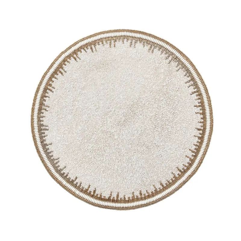 Enamor Placemat in White & Gold Set of 4 by Kim Seybert