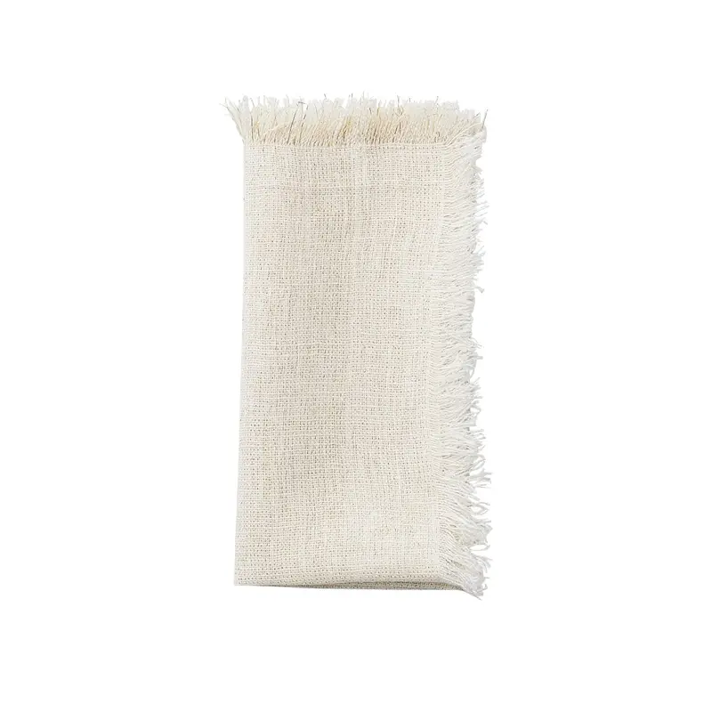 Fringe Napkin in White & Gold Set of 4 by Kim Seybert